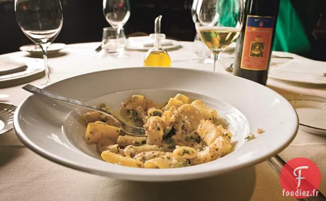 Rigatoni aux Crevettes, Calamars et Basilic