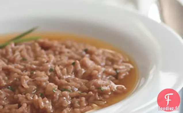 Risotto au Vin Rouge Truffé avec Bouillon de Parmesan