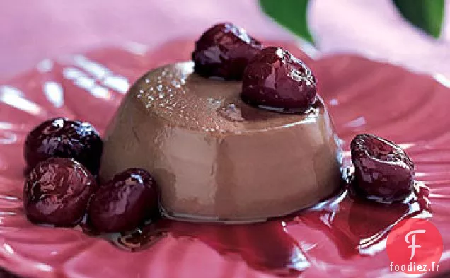 Panna Cotta au Chocolat avec Cerises Glacées au Porto et au Balsamique