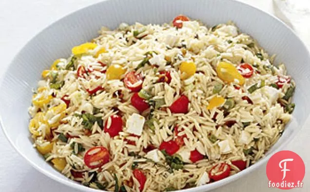 Orzo aux Tomates, Feta et Oignons Verts