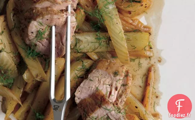 Filet de Porc Frotté au Fenouil avec Quartiers de Fenouil Rôtis