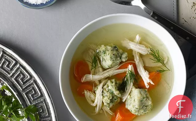 Soupe de Poulet de Printemps aux Boules de Matzoh