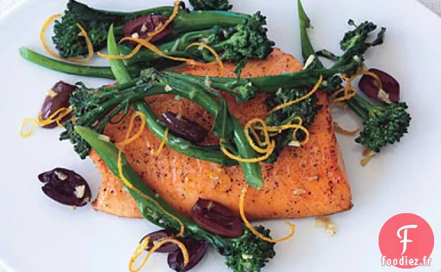 Omble Chevalier poêlé avec Broccolini, Olives et Ail