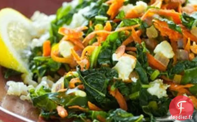 Légumes Verts D'Hiver Avec Carottes, Fromage Feta Et Riz