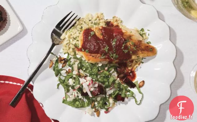 Nouveau-Mexique Chili - Poulet glacé sur Polenta Hominy