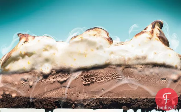 Gâteau à la Crème Glacée au Chocolat Mexicain avec Meringue à l'Orange