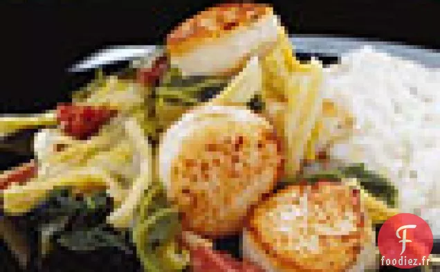 Pétoncles de Mer au Chou Braisé au Jambon et au Chou Frisé