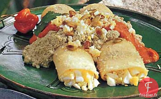 Tacos aux Œufs aux Sauces aux Graines de Citrouille et aux Tomates - Habanero