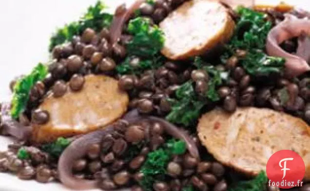 Souper à la poêle au Chou Frisé, Saucisse et Lentilles
