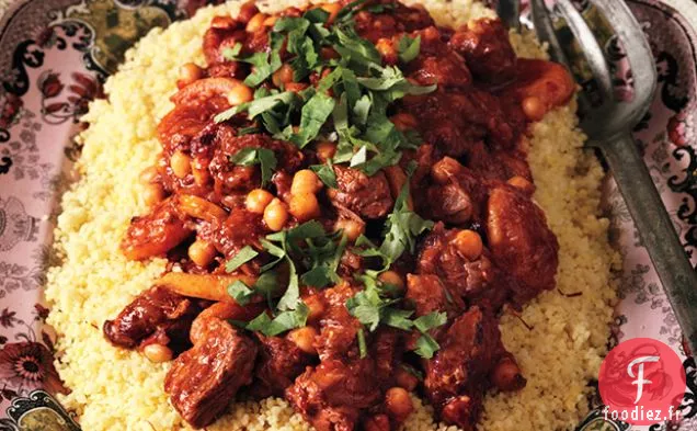 Tajine d'Agneau aux Pois Chiches et Abricots