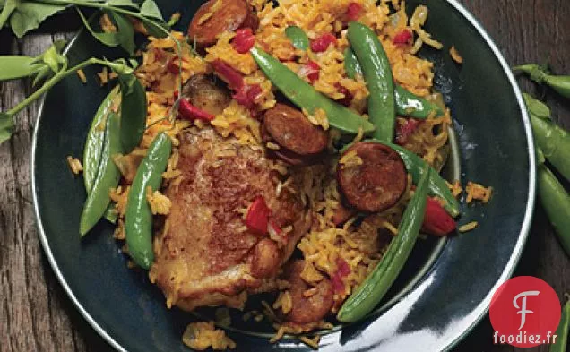 Paella de Poulet Rapide aux Petits Pois Sucrés
