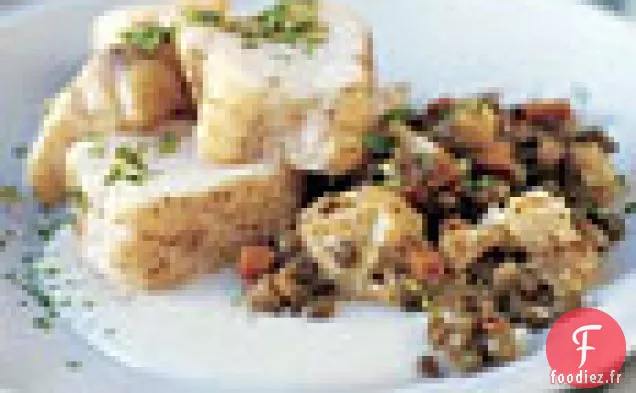 Lotte Rôtie aux Lentilles au Curry et Chou-Fleur au Beurre Doré
