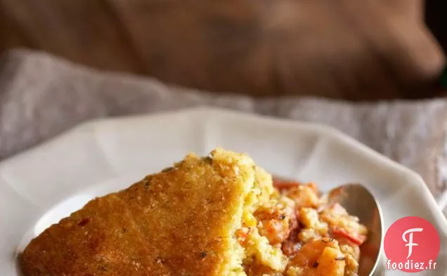 Pain de Maïs Confettis  Crevettes en Croûte dans une Garniture Créole