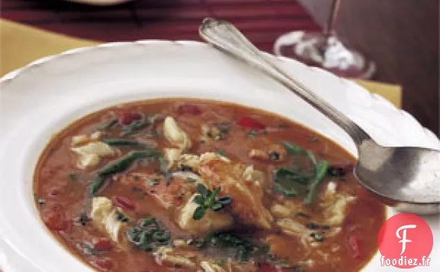 Soupe Épicée de Crabe Cajun et de Légumes verts