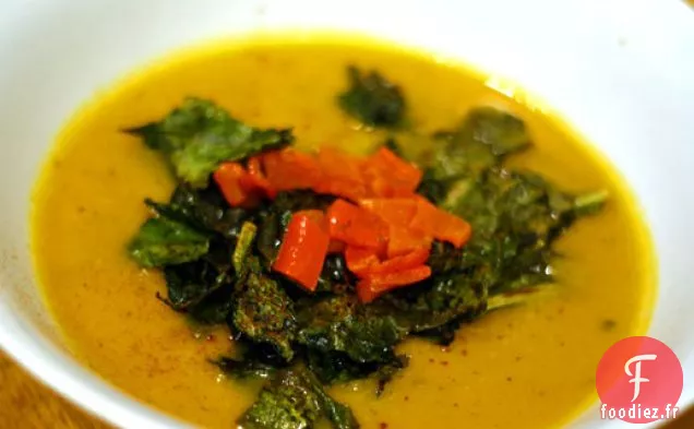 Soupe de Courge Musquée Rôtie, Chou Frisé et Citron