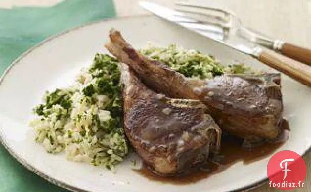 Côtelettes D'Agneau Au Riz Pilaf Aux Épinards