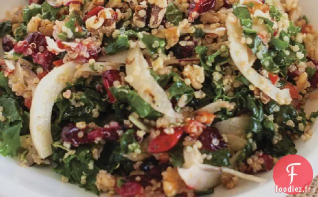 Salade De Chou Frisé À L'Ail Rôti Et Quinoa Aux Canneberges Recette