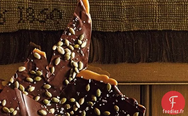 Caramel Recouvert de Chocolat aux Graines de Citrouille et au Sel de Mer