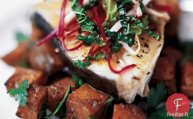 Flétan Rôti aux Patates Douces Glacées au Miso