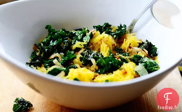 Courge Spaghetti Rôtie et Chou Frisé