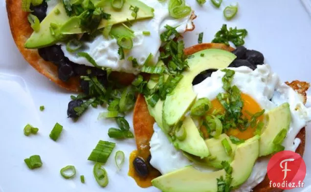Tostadas aux Haricots Noirs, Avocats et Œufs
