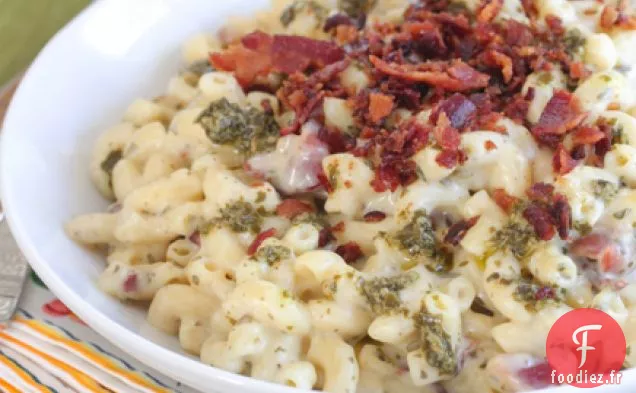 Macaroni au Pesto de Bacon et Fromage Maison