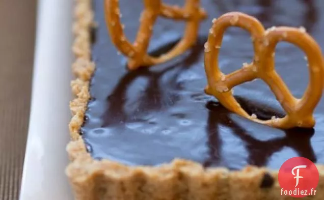 Tarte au Chocolat au Lait Malté en Croûte de Bretzel