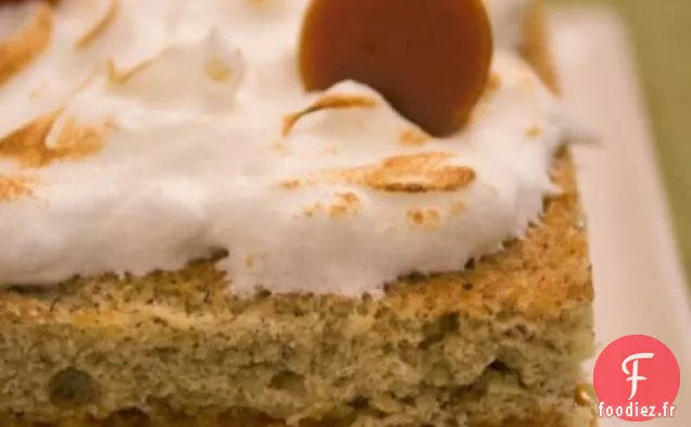 Gâteau à la Banane au Caramel aux Fruits de la Passion et Meringue à la Noix de Coco