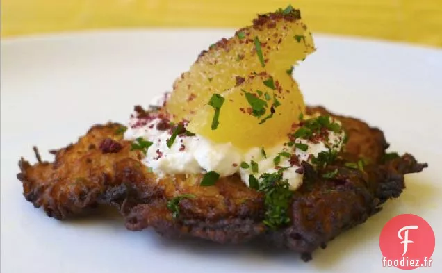 Latke De Courge Spaghetti Avec Recette De Feta, Sumac Et Agrumes