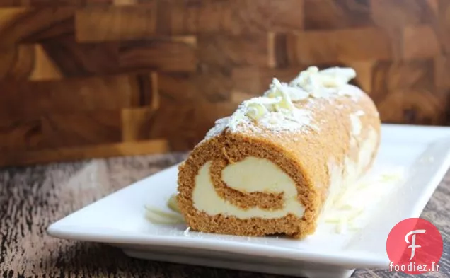 Rouleau de Citrouille au Fromage à la Crème au Chocolat Blanc