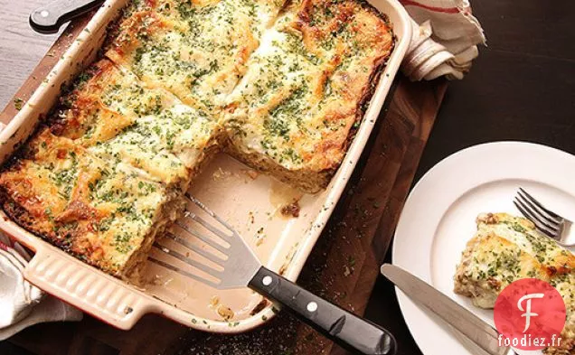 Lasagne Crémeuse aux Choux de Bruxelles et aux Champignons