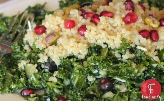 Salade de Quinoa et de Chou Frisé aux Myrtilles et à la Grenade