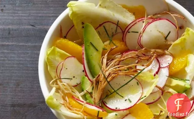 Salade de Radis, Enoki, Mandarine et Avocat de 'Feast