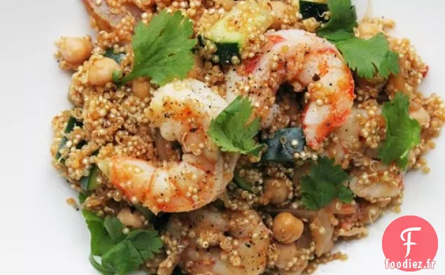 Harissa Quinoa aux Crevettes et Pois Chiches