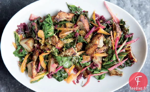 Salade De Bettes Aux Cœurs D'Artichauts Et Vinaigrette Aux Olives Kalamata Recette