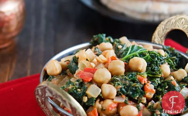 Pois Chiches au Curry et Chou frisé