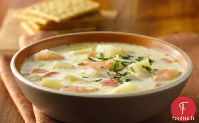 Soupe de Pommes de Terre Fraîches aux Crevettes