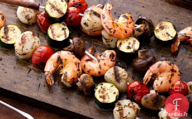 Brochettes de Crevettes et de Pétoncles grillées