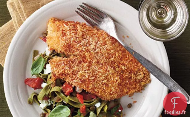 Tilapia Croustillant au Four avec Fettuccine Citron-Tomate