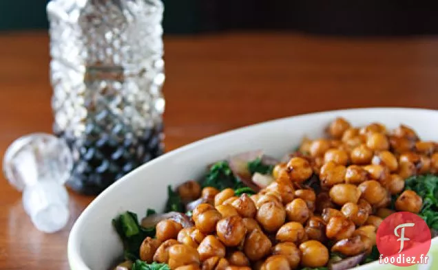 Pois Chiches Glacés au Balsamique et Feuilles de Moutarde