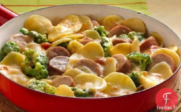 Poêle à Pommes de Terre, Brocoli et Saucisses