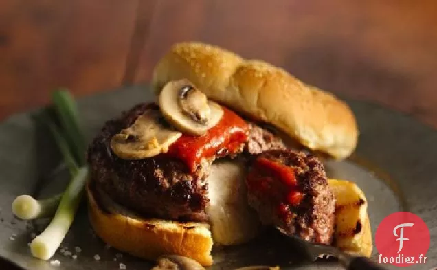 Hamburgers à Pizza aux Champignons Farcis à la Mozzarella