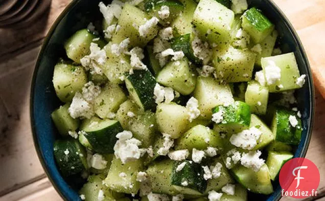 Salade de Melon et Concombre à la Feta, au Poivre Noir et à la Menthe
