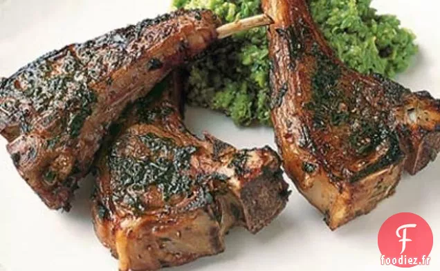 Côtelettes D'Agneau Balsamiques Et Purée De Pois