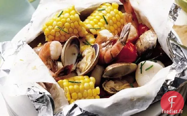 Paquets de Fruits de Mer grillés au Beurre Citron-Ciboulette