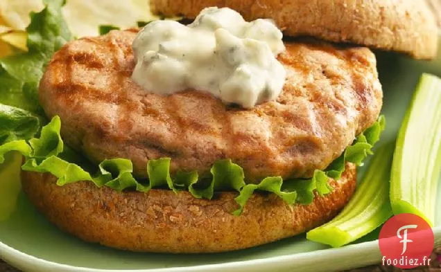 Burgers de Poulet Grillé au Fromage Bleu Buffalo