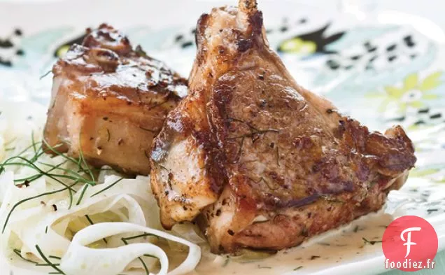 Côtelettes d'Agneau Marinées au Vin et Salade de Fenouil