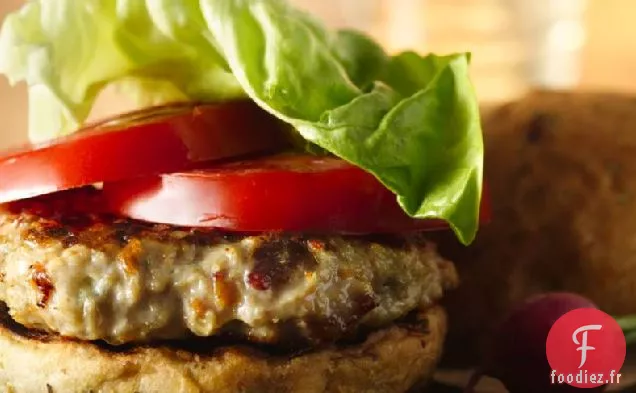 Hamburgers au Poulet au Fromage Bleu et au Bacon