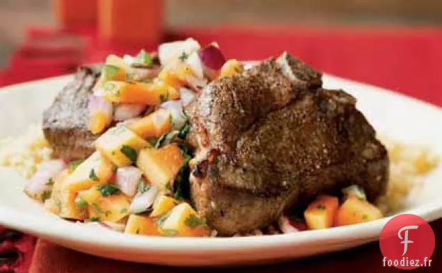 Agneau Grillé avec Salsa à la Coriandre et à la Papaye