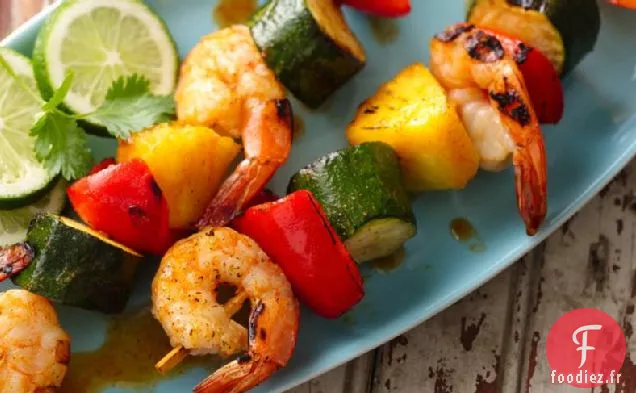Brochettes de Crevettes Assaisonnées au Taco
